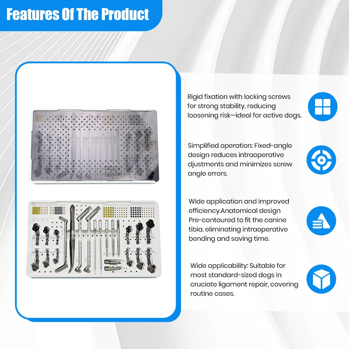 Small Animals 2.0/2.4mm Titanium TPLO Instrument Set with Multi-Axial Locking