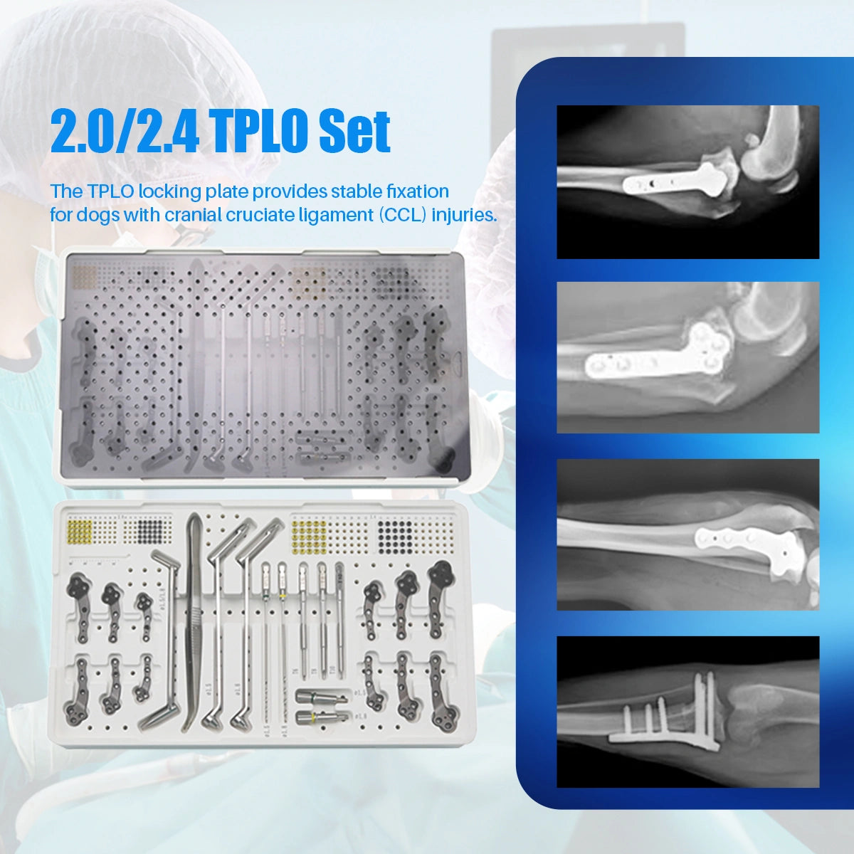 Small Animals 2.0/2.4mm Titanium TPLO Instrument Set with Multi-Axial Locking