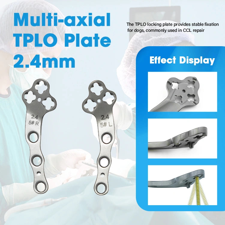 Veterinary TPLO Plate Dog 2.4mm Titanium Multi-Axial Locking Type for Canine Surgery - xcvet.com