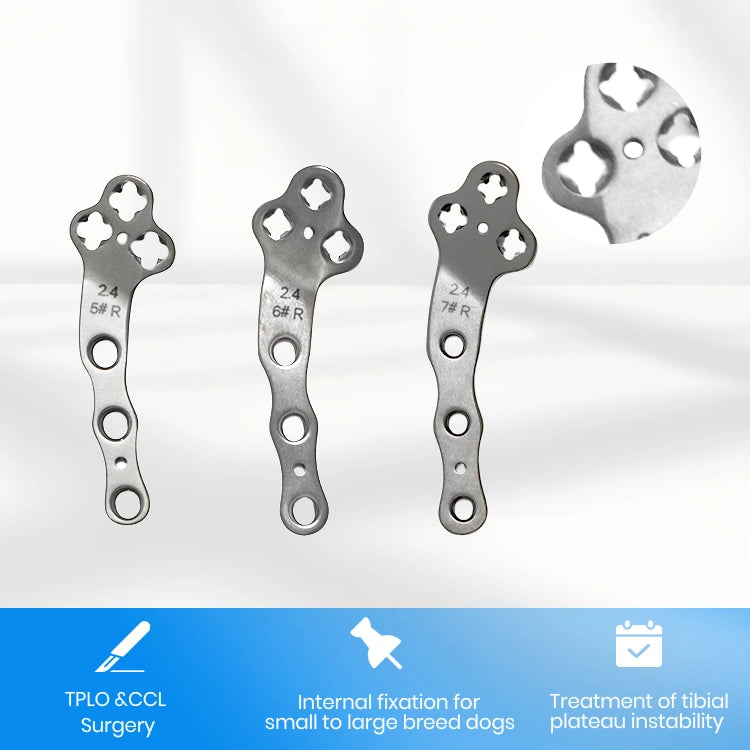 Veterinary TPLO Plate Dog 2.4mm Titanium Multi-Axial Locking Type for Canine Surgery - xcvet.com