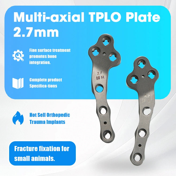 Canine 2.7mm Titanium Multi-Axial TPLO Plate for Stable Knee Reconstruction - xcvet.com