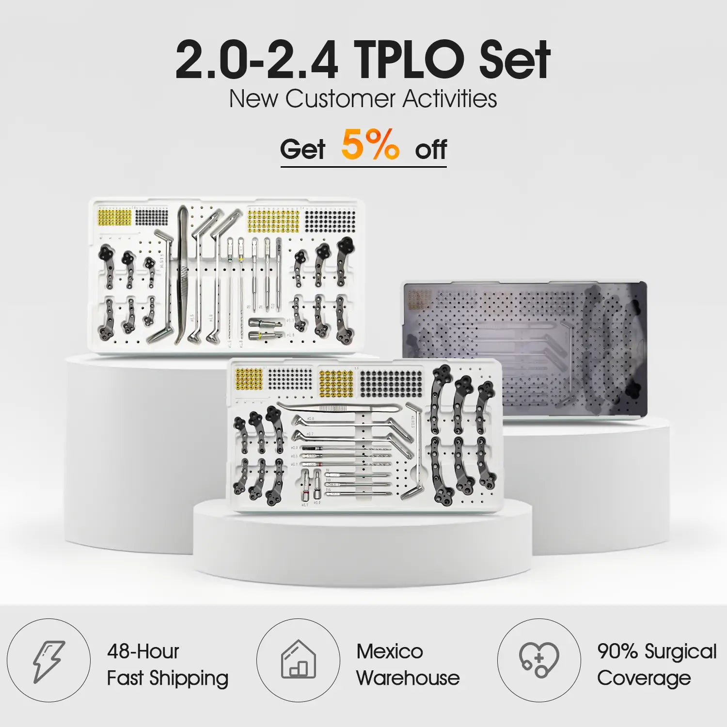 Small Animals 2.0/2.4mm Titanium TPLO Instrument Set with Multi-Axial Locking