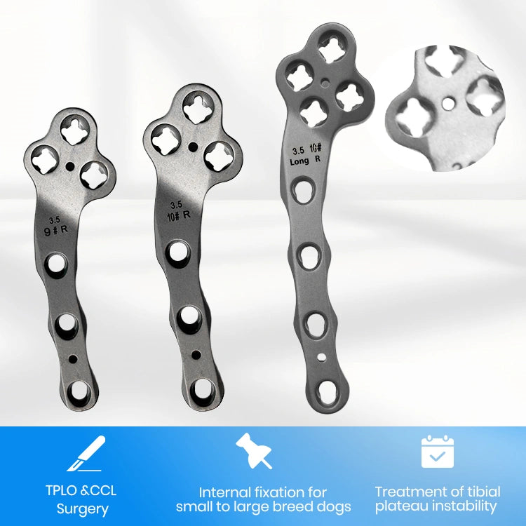 Large Breed Canine 3.5mm Titanium Multi-Axial TPLO Plate for CCL Repair - xcvet.com