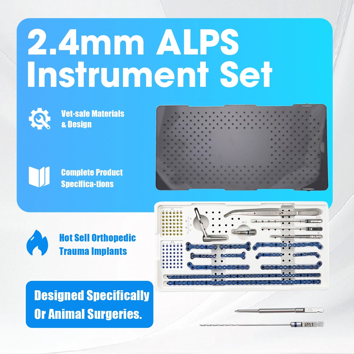 2.4mm ALPS Animal Surgery Biocompatible Orthopedic Instrument Set