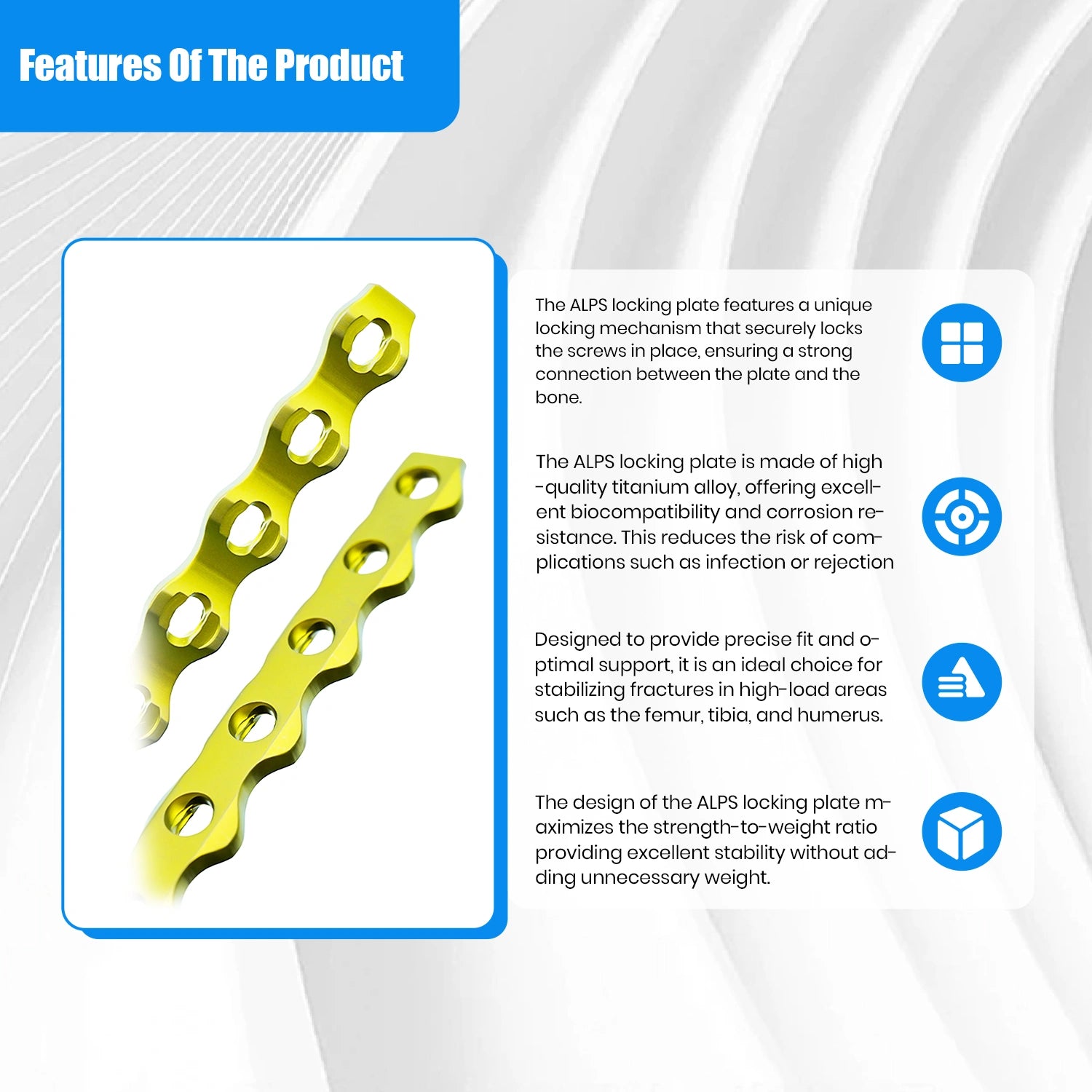 Veterinary 4.0mm ALPS Locking Plate, 1 Piece, 18/20 Holes, Premium Stainless Steel - xcvet.com