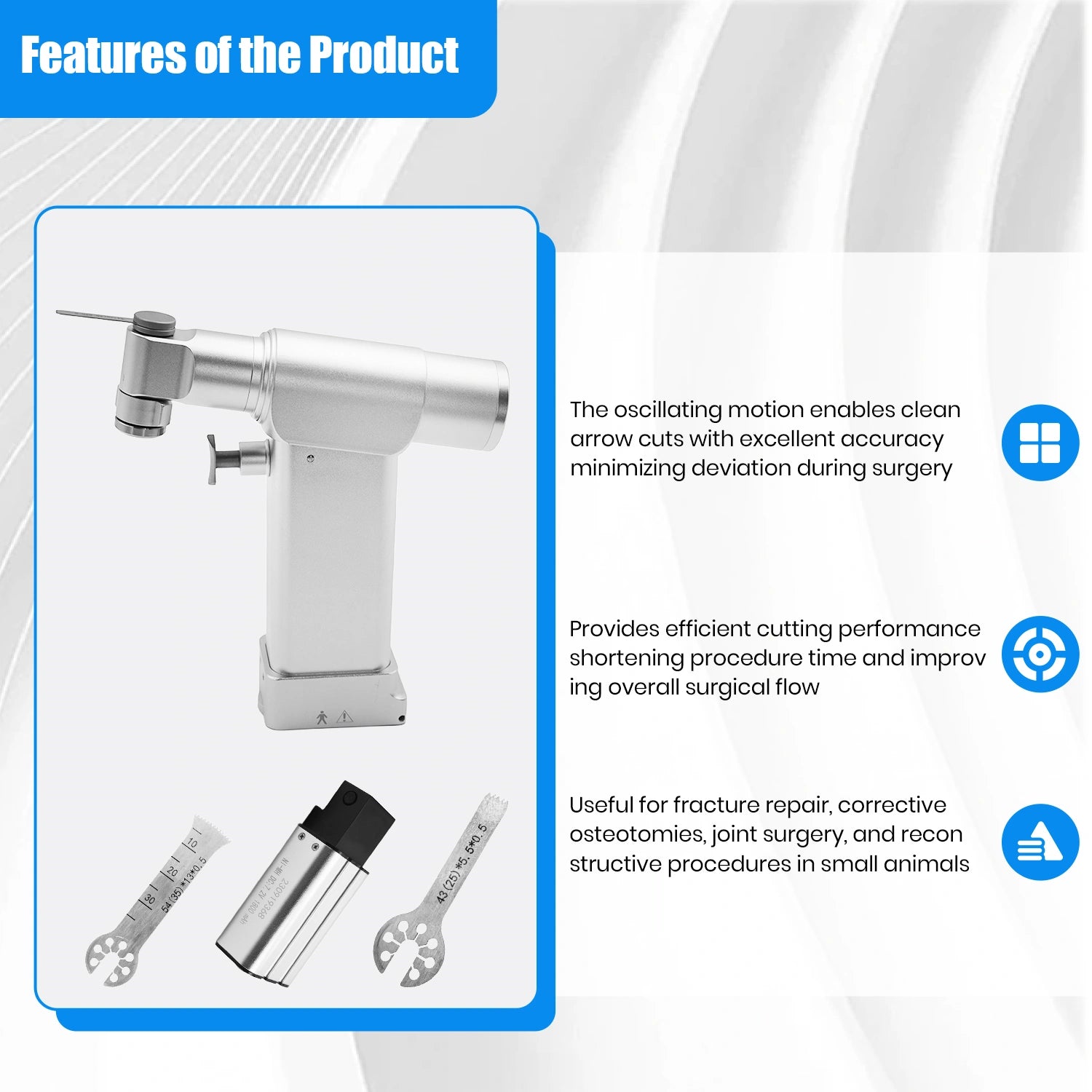 Veterinary Orthopedic Micro Oscillating Saw 7.2V Power Bone Cutting Tool