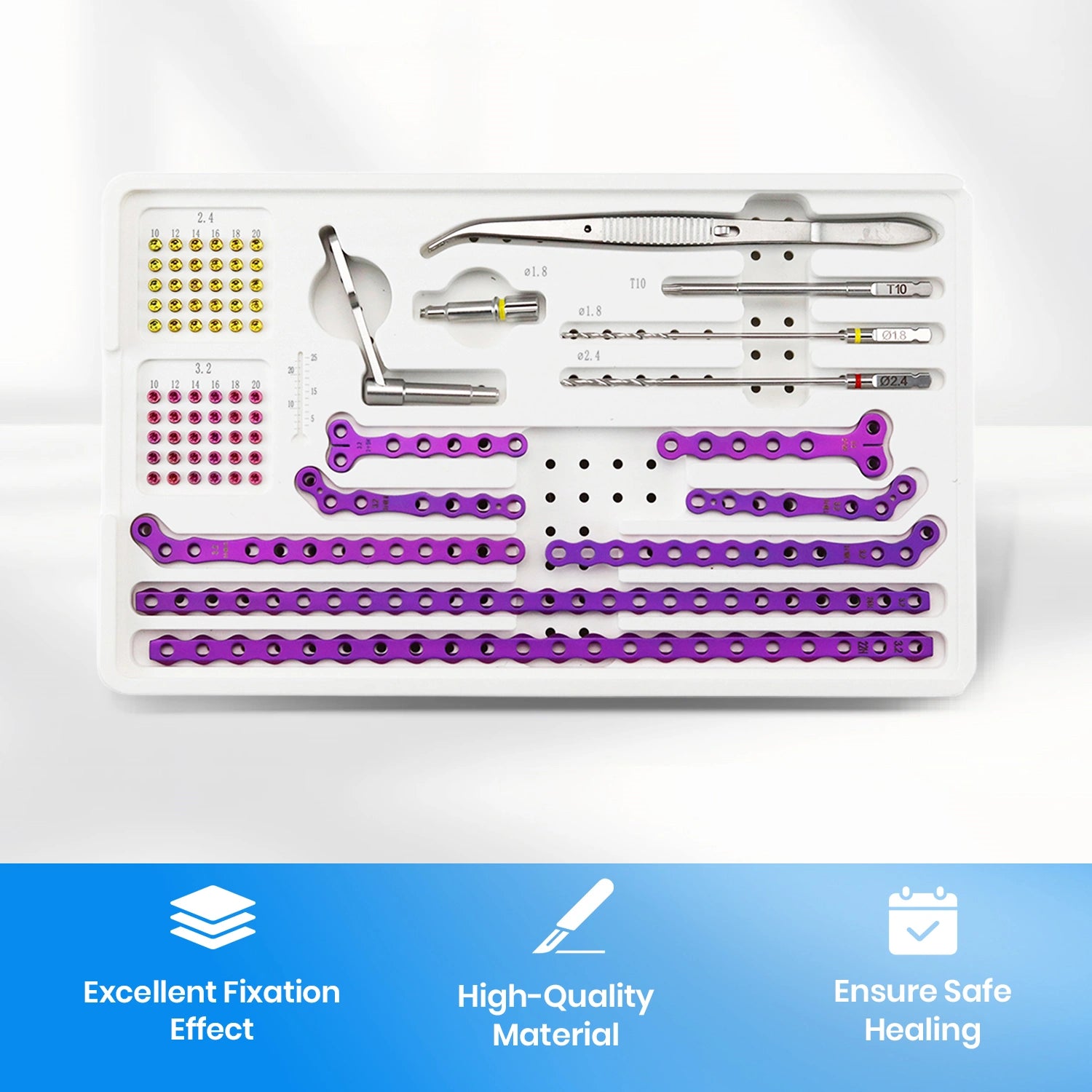 3.2mm ALPS Veterinary Titanium Instrument Set with Bone Plates and Screws