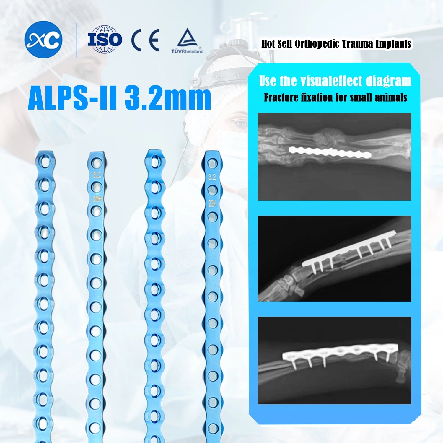 Small Animal Orthopedic Implant 3.2mm Alps Locking Plate for Vet Clinics Surgery