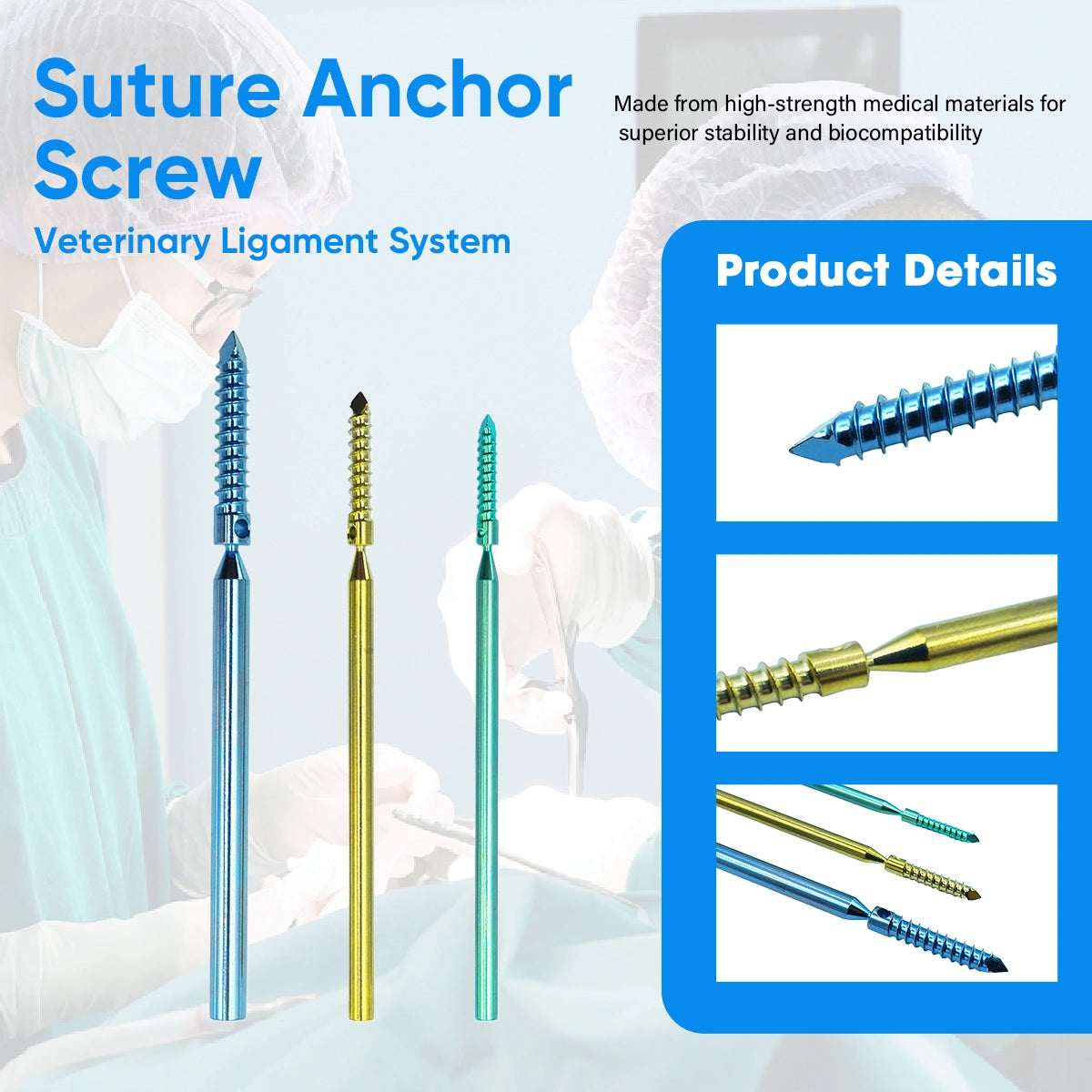 Veterinary Orthopedic Titanium Suture Anchor Screw for Artificial Ligament Repair