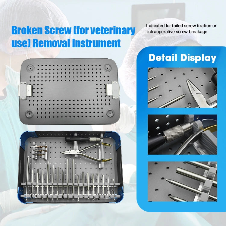 Veterinary Orthopedic Broken Screw Removal Instrument Set for Removal of Broken or Stripped Screws