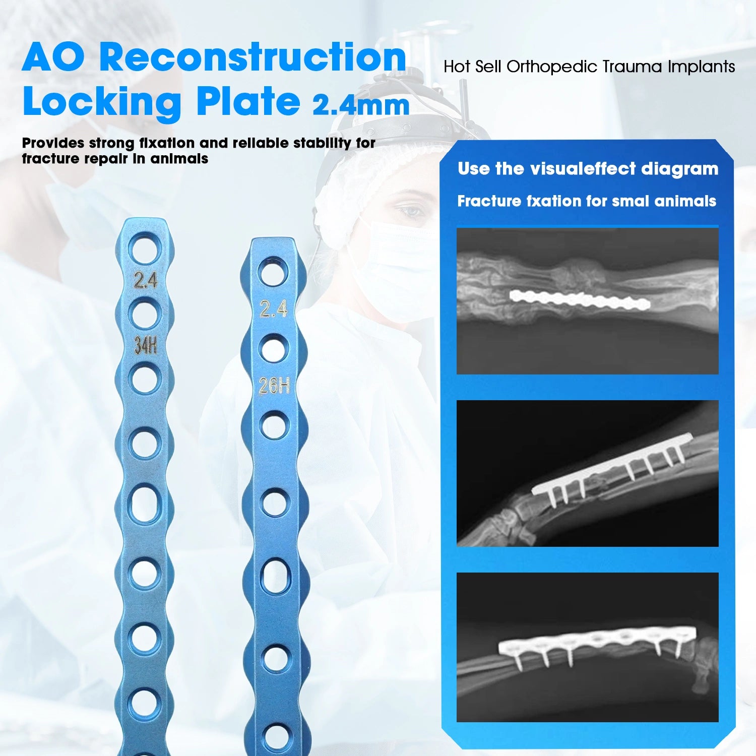 Veterinary 2.4mm AO Reconstruction Locking Plate Reliable Fixation for Small Animal Orthopedics - xcvet.com
