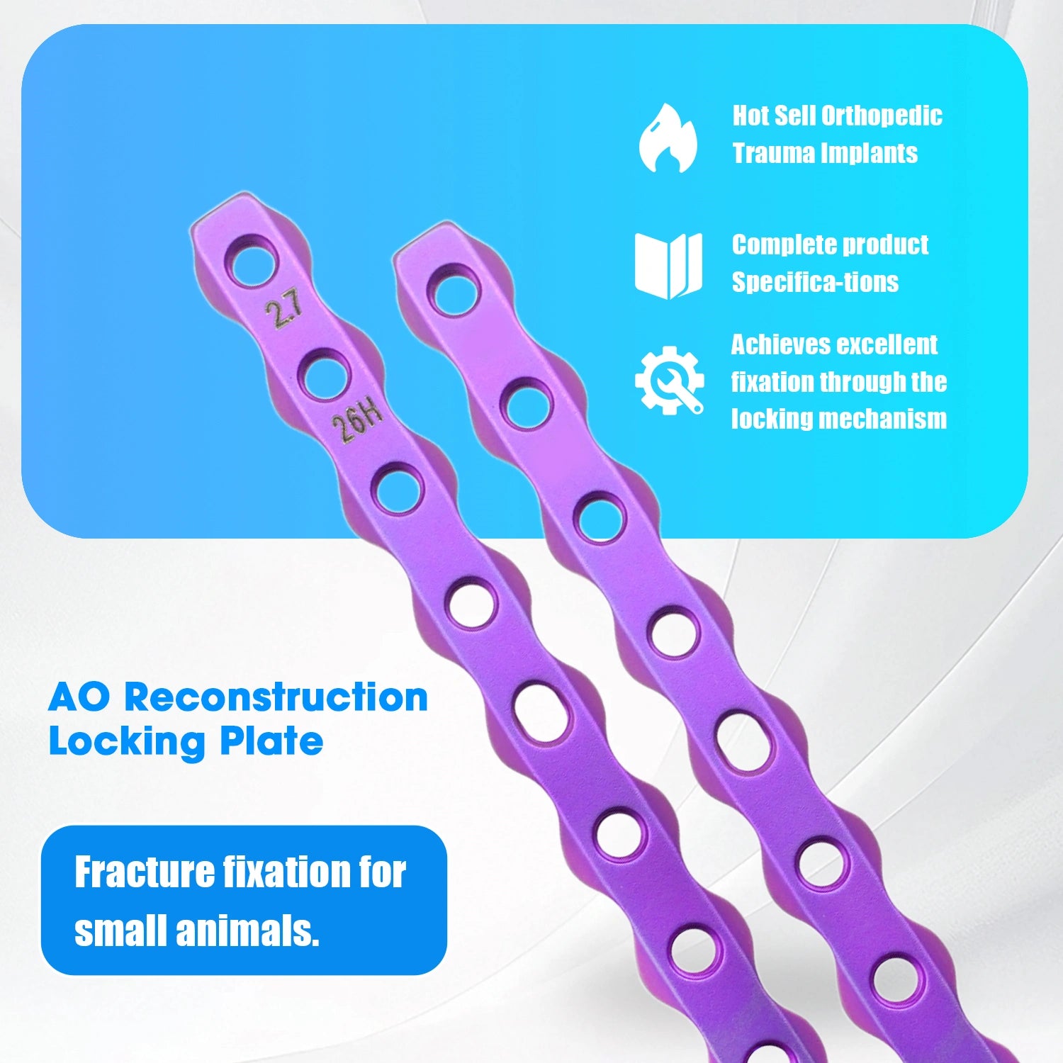 Veterinary 2.7mm AO Reconstruction Locking Plate Premium Ortho Implant - xcvet.com