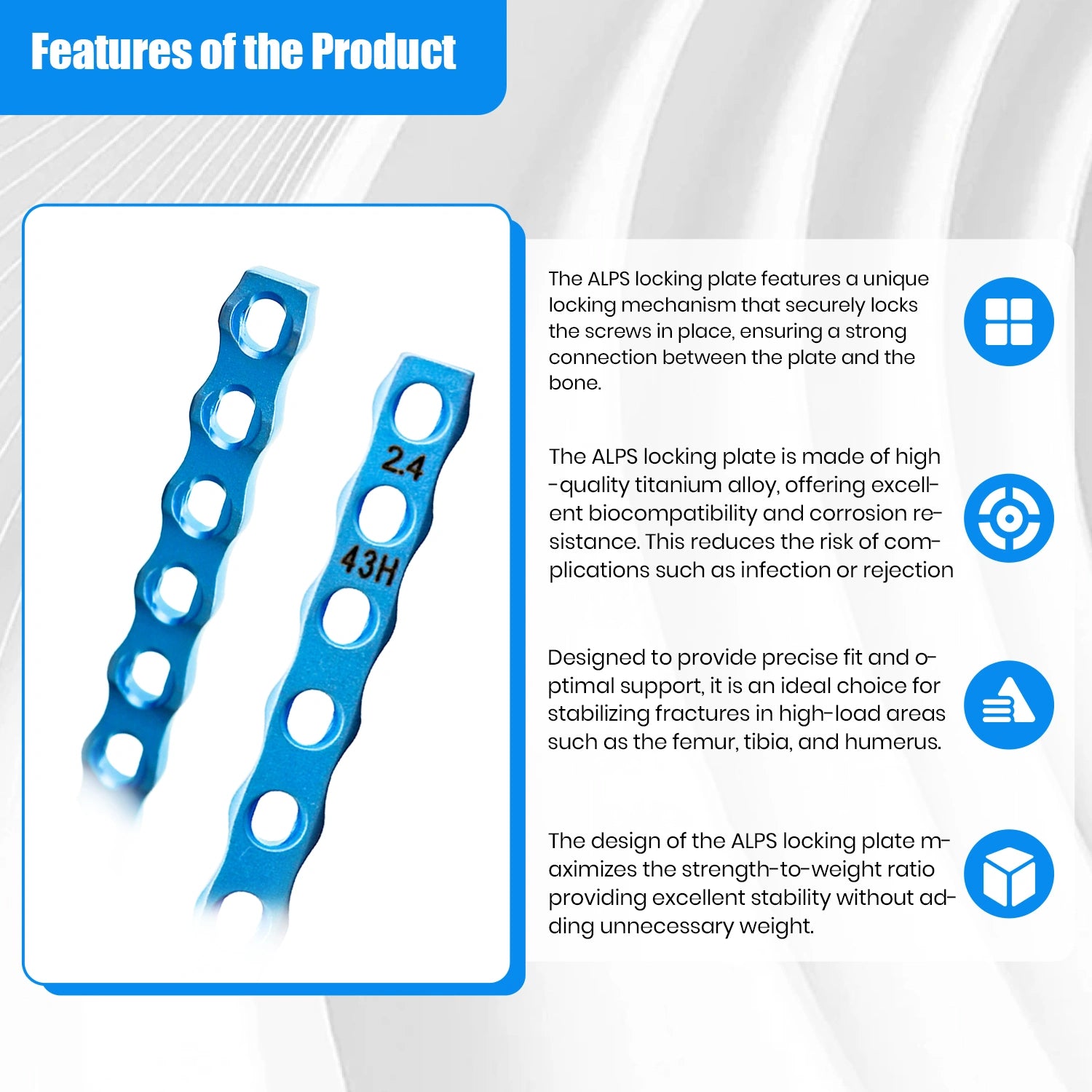 Veterinary 2.4mm ALPS Titanium Locking Bone Plate for Animal Orthopedic Surgery (1pc) - xcvet.com