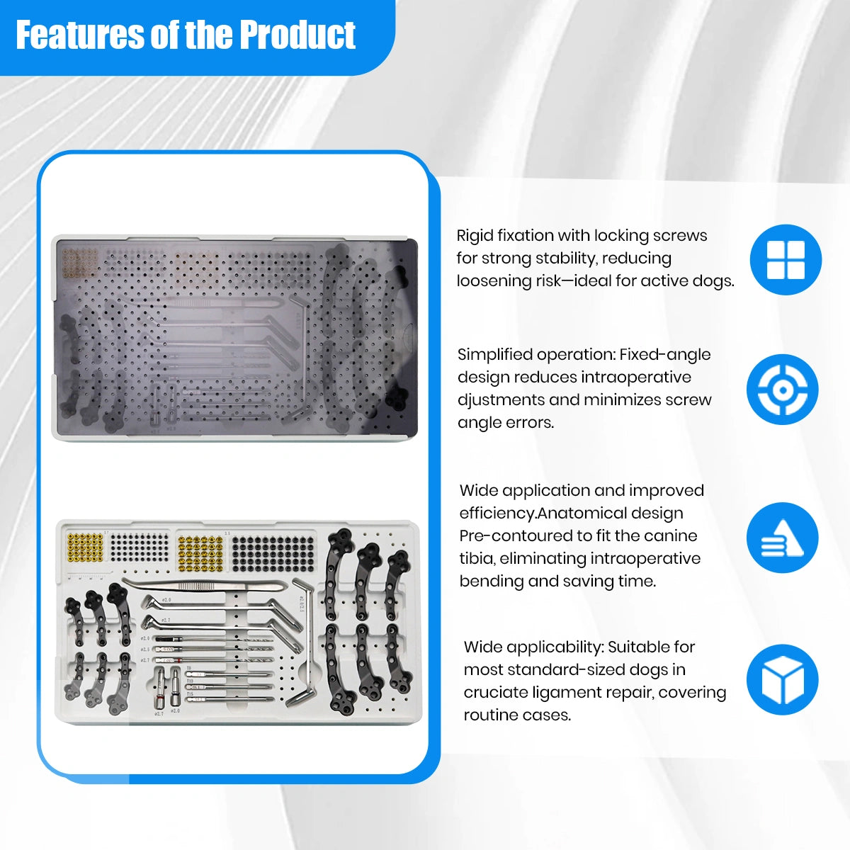 veterinary 2.7/3.5mm Titanium Polyaxial Locking TPLO Plate and Surgical Instrument Kit