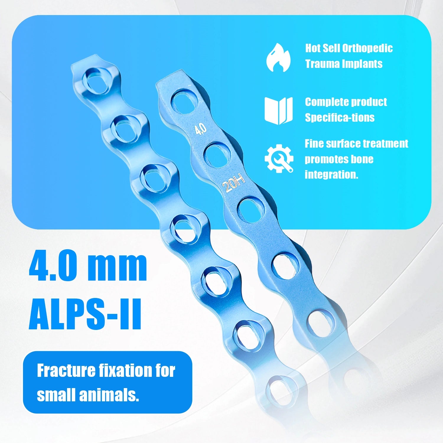 Veterinary 4.0mm ALPS-II Locking Plate for Small Animal Orthopedic Procedures - xcvet.com