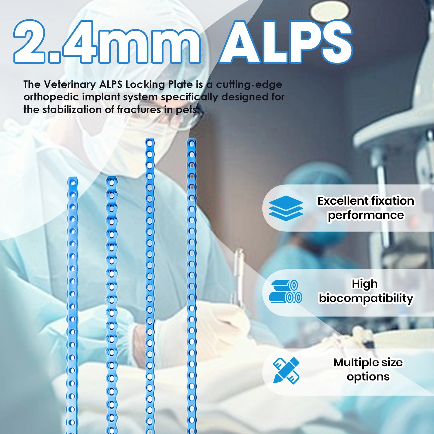 Veterinary 2.4mm ALPS Titanium Locking Bone Plate for Animal Orthopedic Surgery (1pc) - xcvet.com