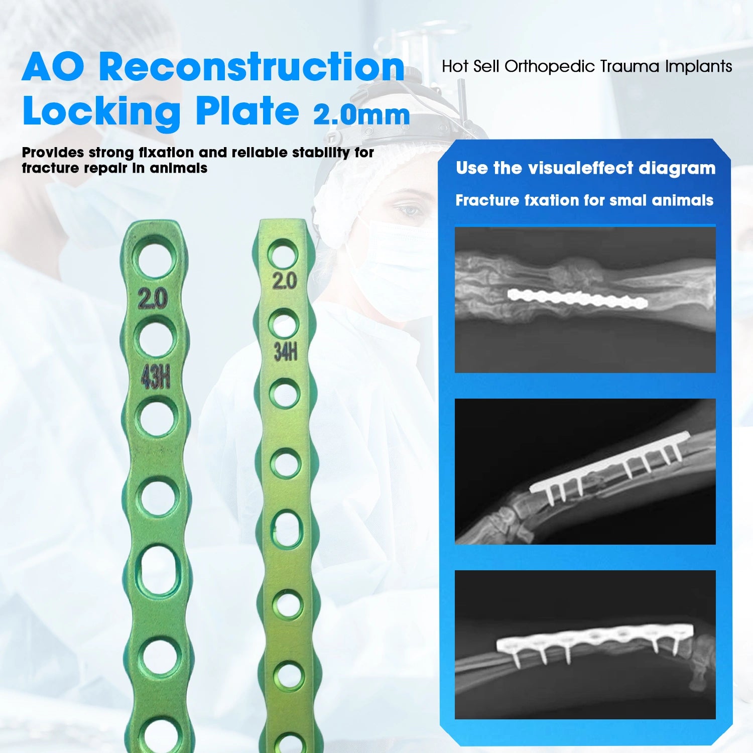 2.0mm Veterinary AO Orthopedic Implants Titanium Reconstruction Locking Plate - xcvet.com